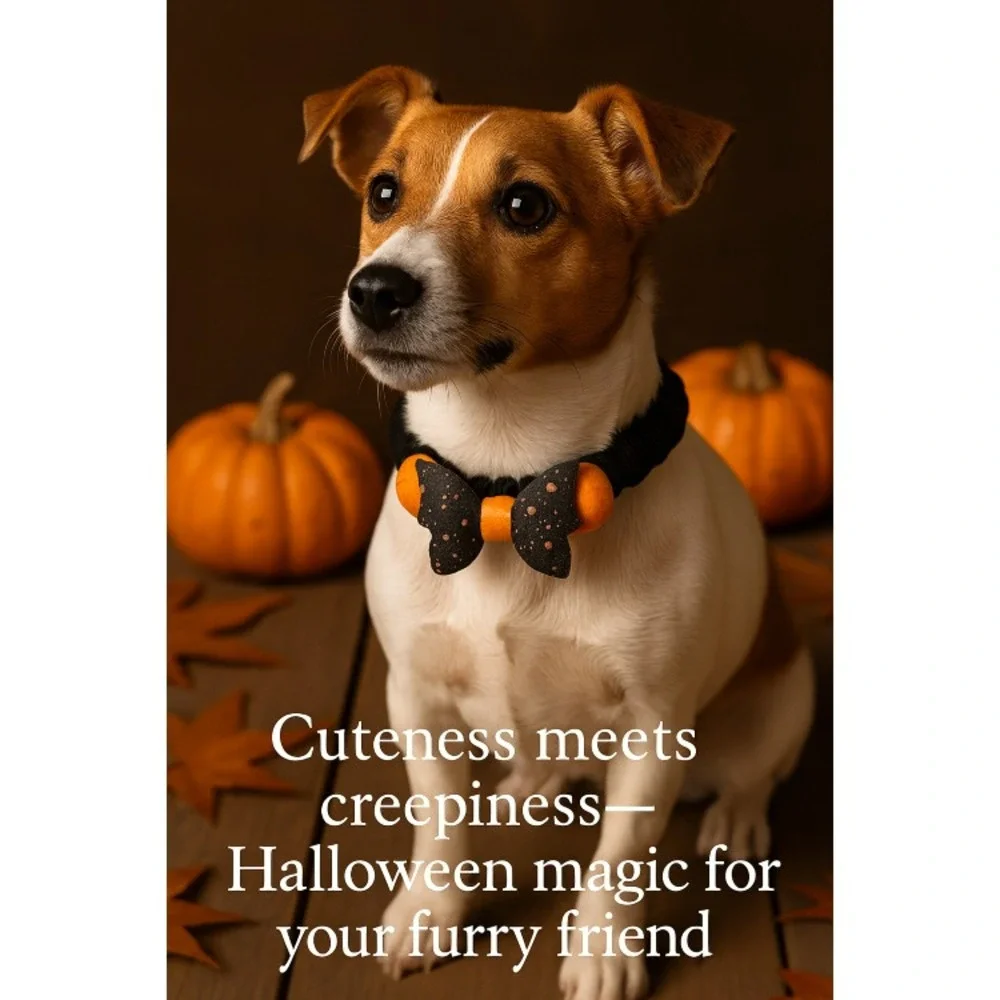 Halloween Dog &‎ Cat Collar – Fashion Bat Wings Bow, Adjustable & Photo-Ready